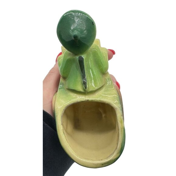 Vintage Shawnee Rickshaw Planter Asian Man Pulling Cart Wagon Bonzai Planter 539 - Picture 5 of 7